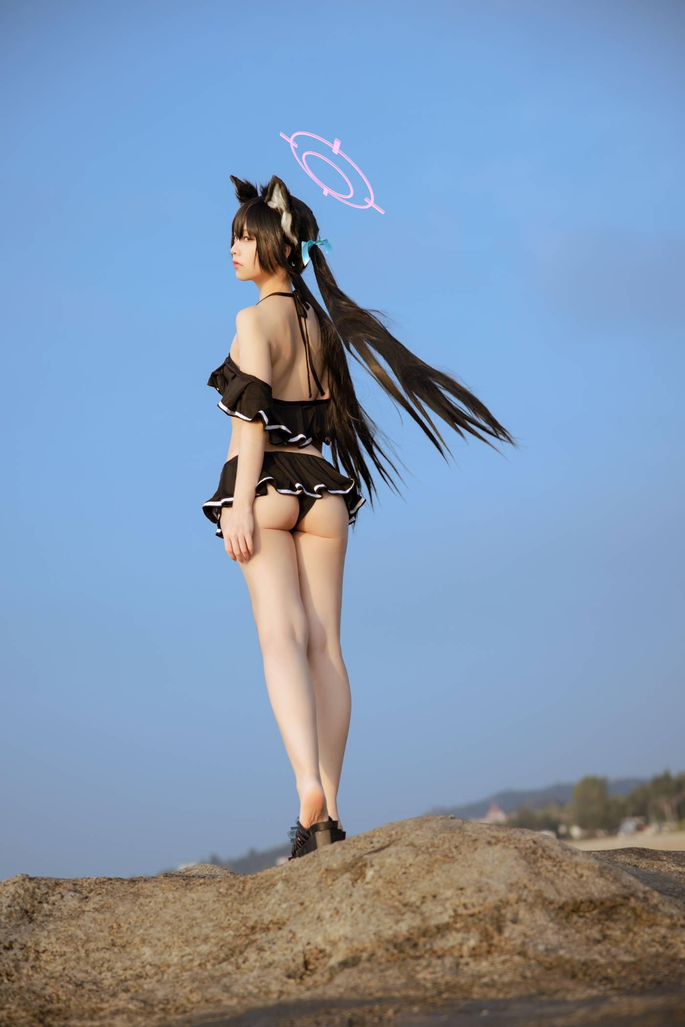 G44不会受伤 – NO.80 碧蓝档案 黑見芹香 海边泳装 [20P]插图4