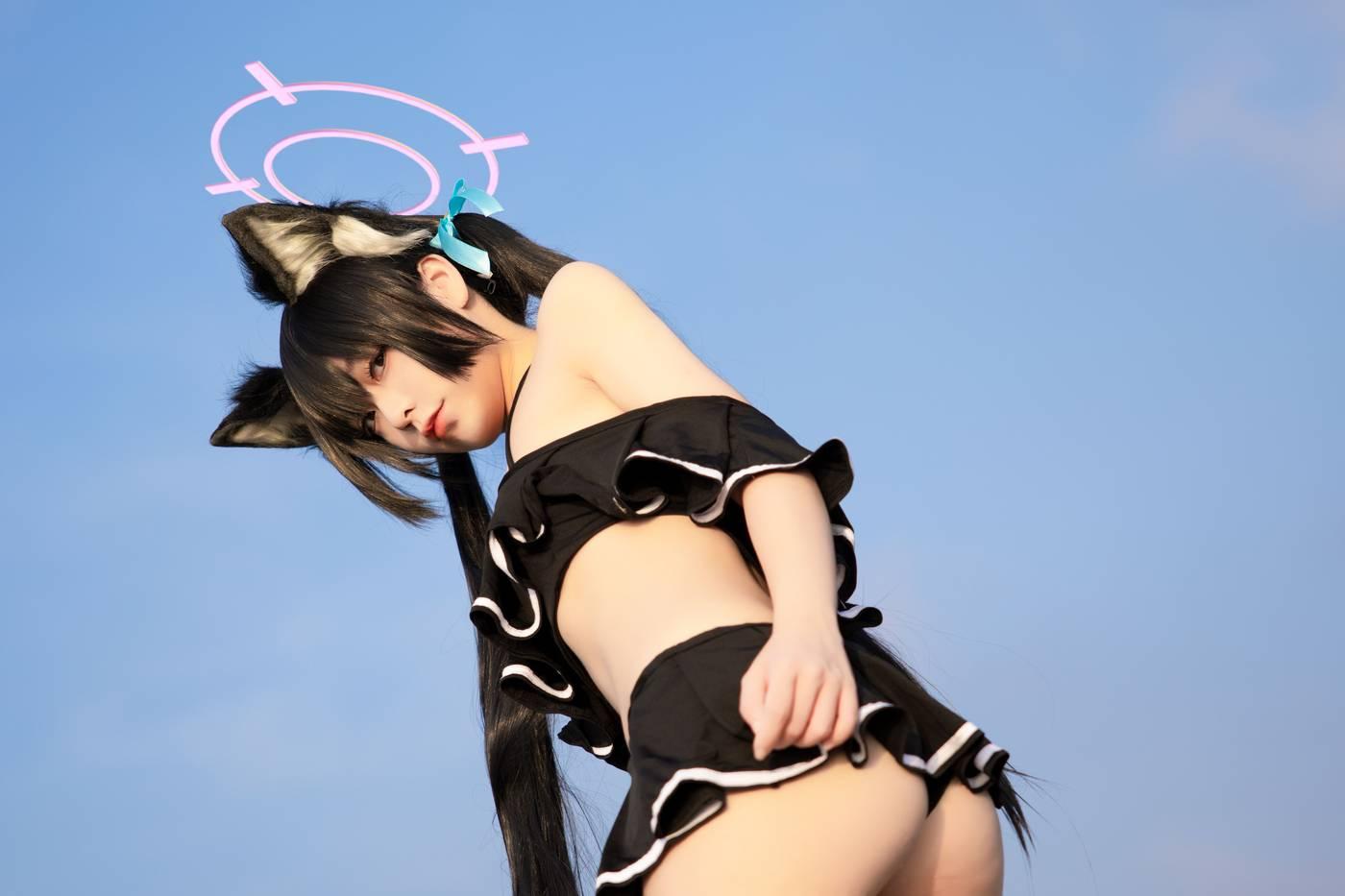 G44不会受伤 – NO.80 碧蓝档案 黑見芹香 海边泳装 [20P]插图5
