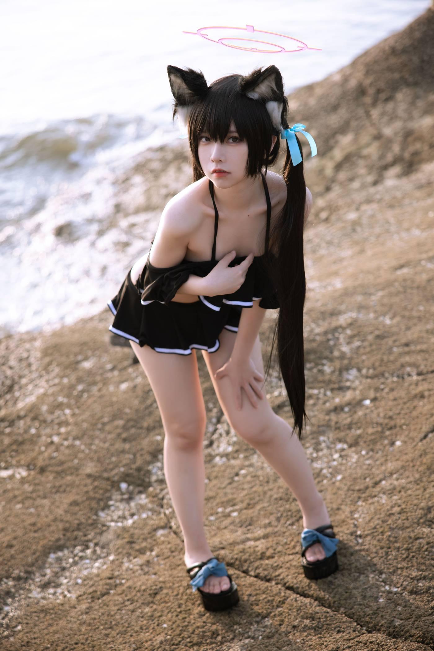 G44不会受伤 – NO.80 碧蓝档案 黑見芹香 海边泳装 [20P]插图6