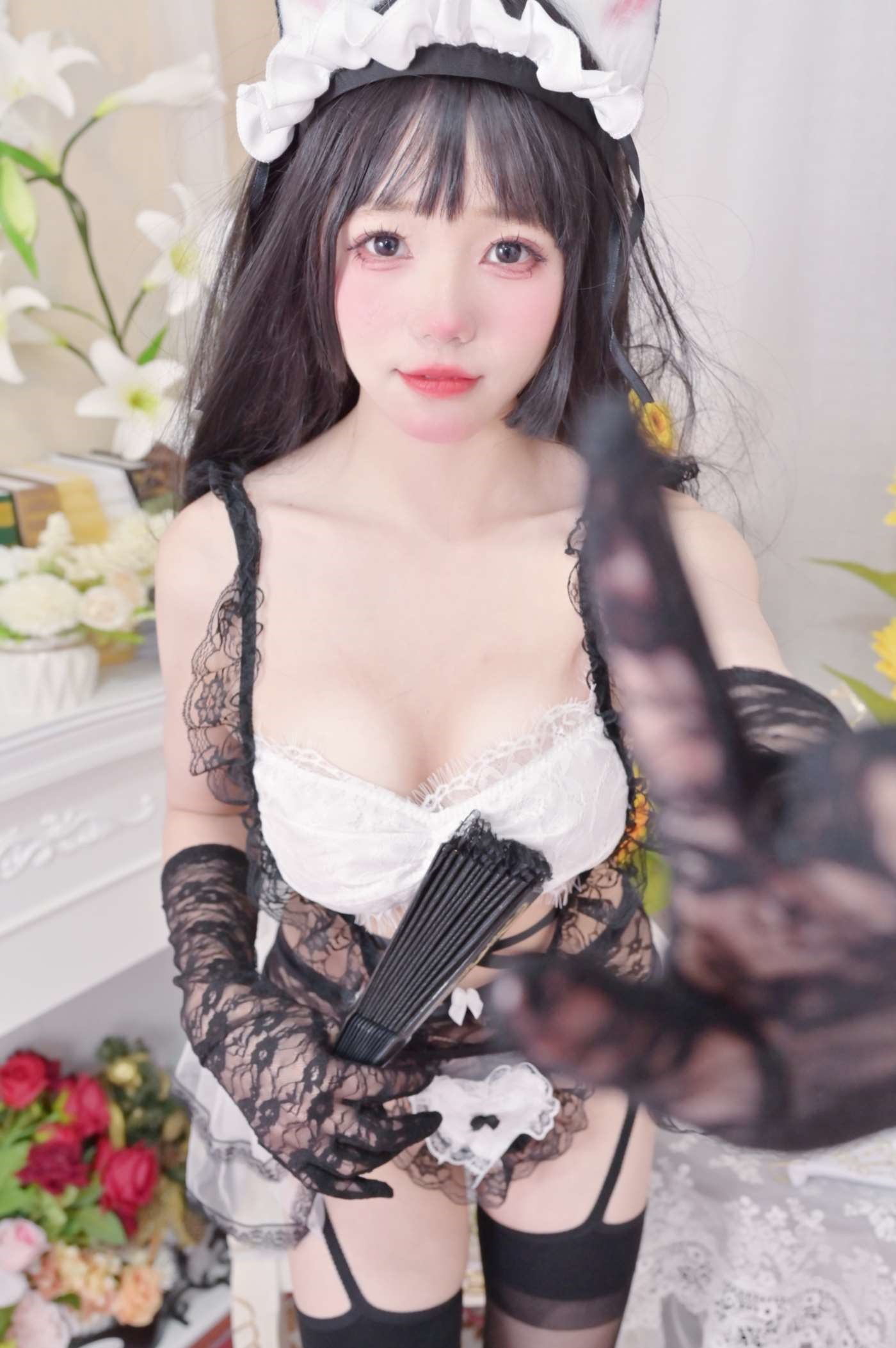 咬一口兔娘 NO.012 女仆黑白蕾丝-猫耳-手套 [14P]插图5