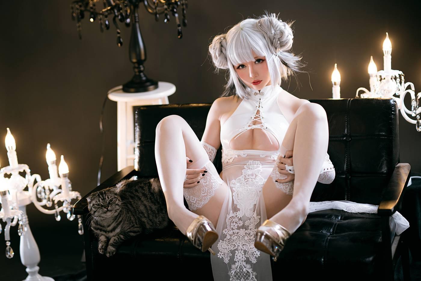 星之迟迟 – NO.71 白狗勾 旗袍 -正片[90P]插图4