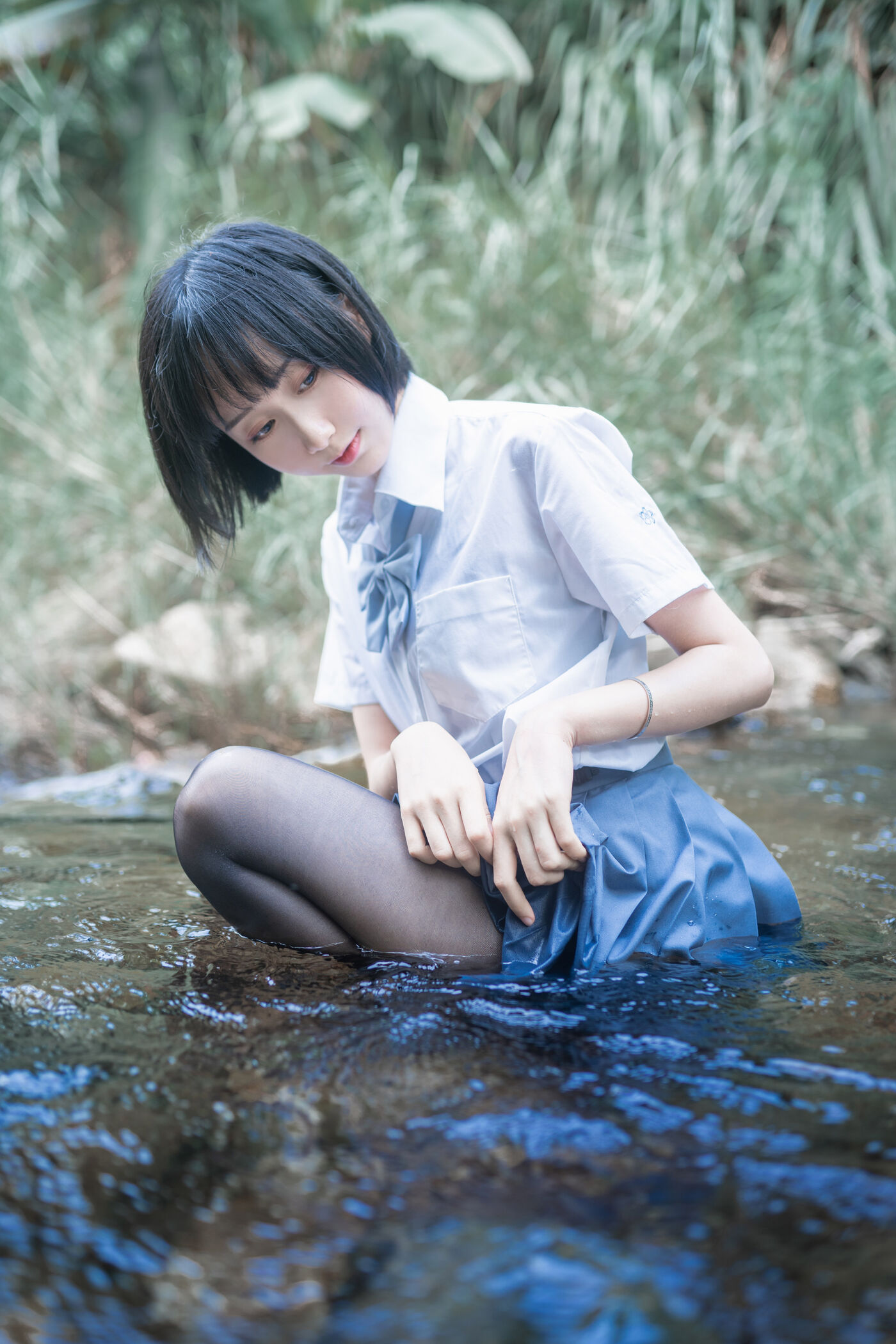 木绵绵OwO  水色溪边制服 [51P]插图5