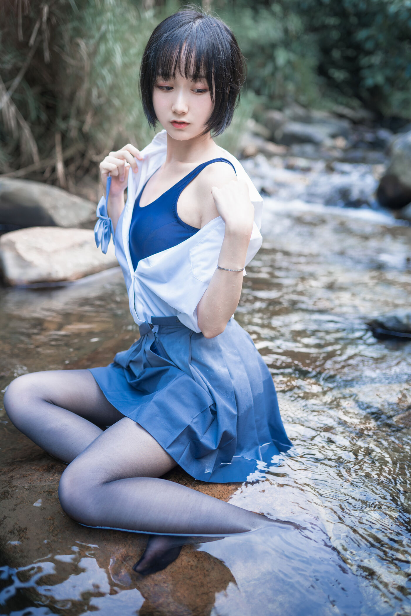 木绵绵OwO  水色溪边制服 [51P]插图8