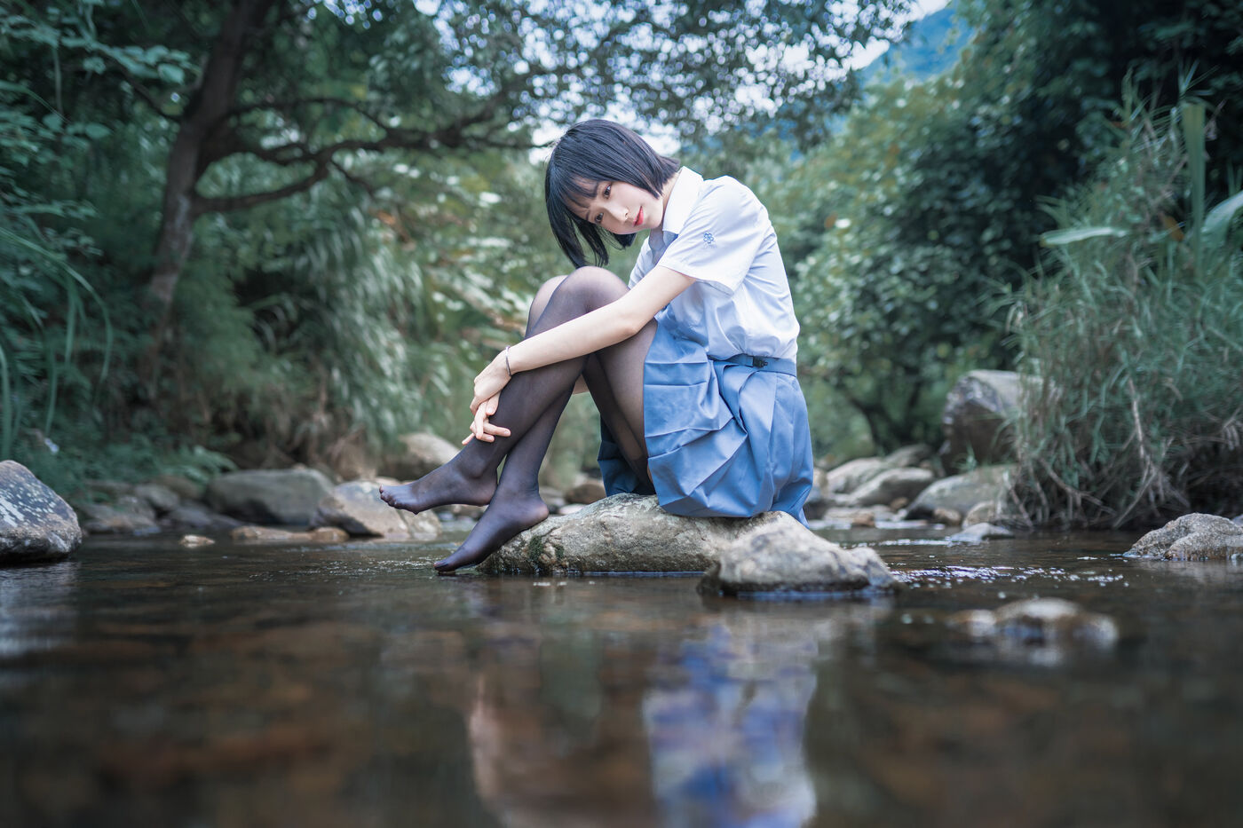 木绵绵OwO  水色溪边制服 [51P]插图8