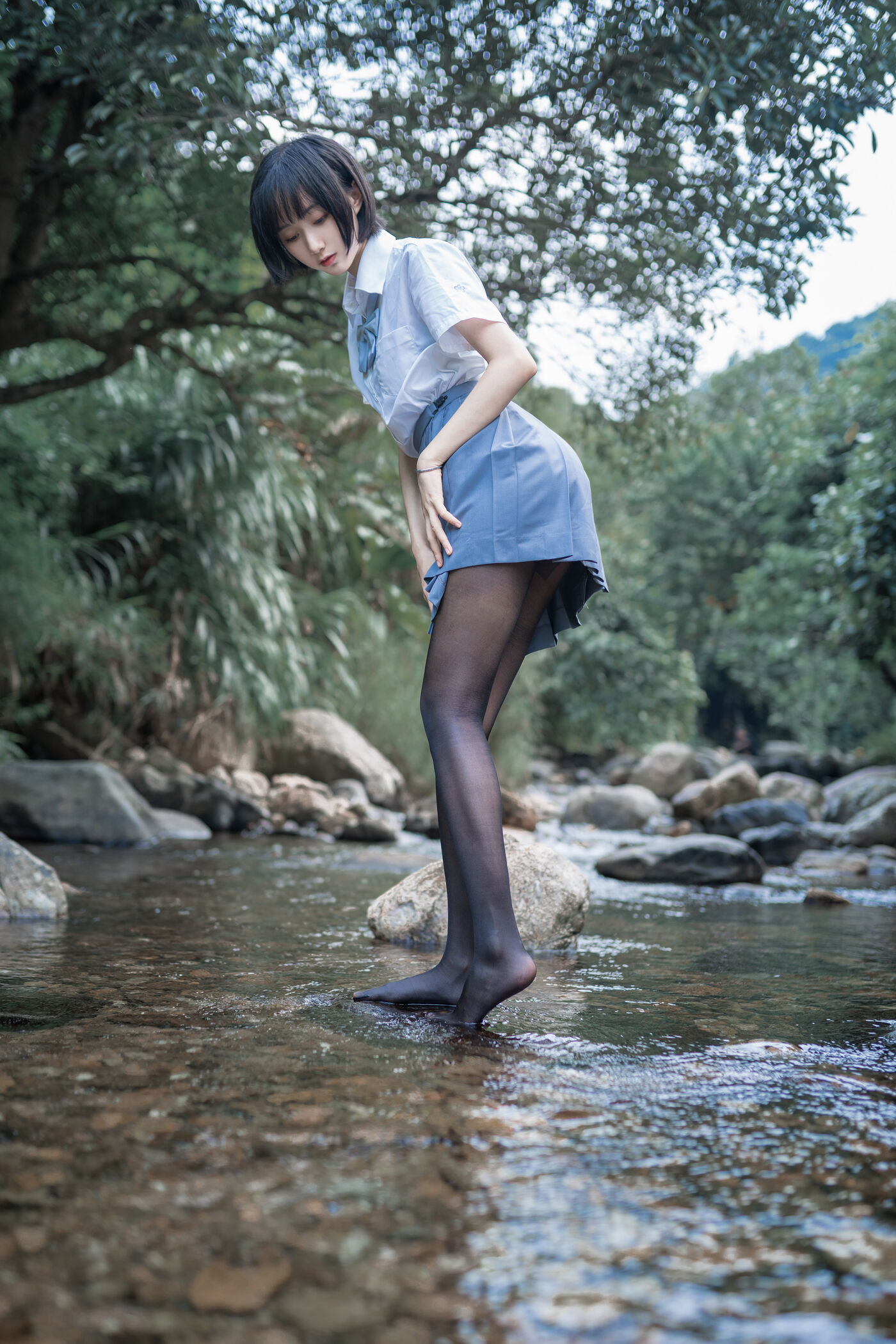 木绵绵OwO  水色溪边制服 [51P]插图1