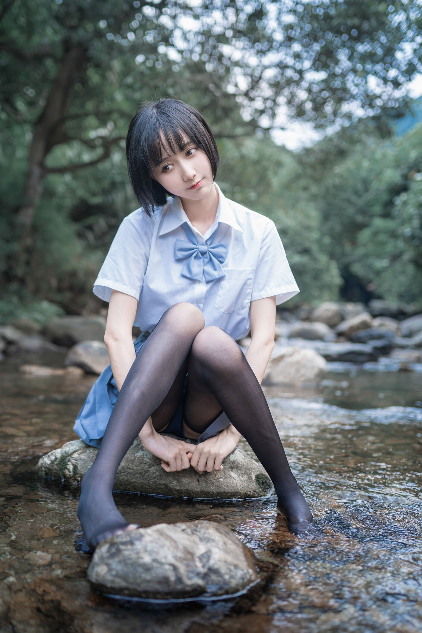 木绵绵OwO  水色溪边制服 [51P]插图2