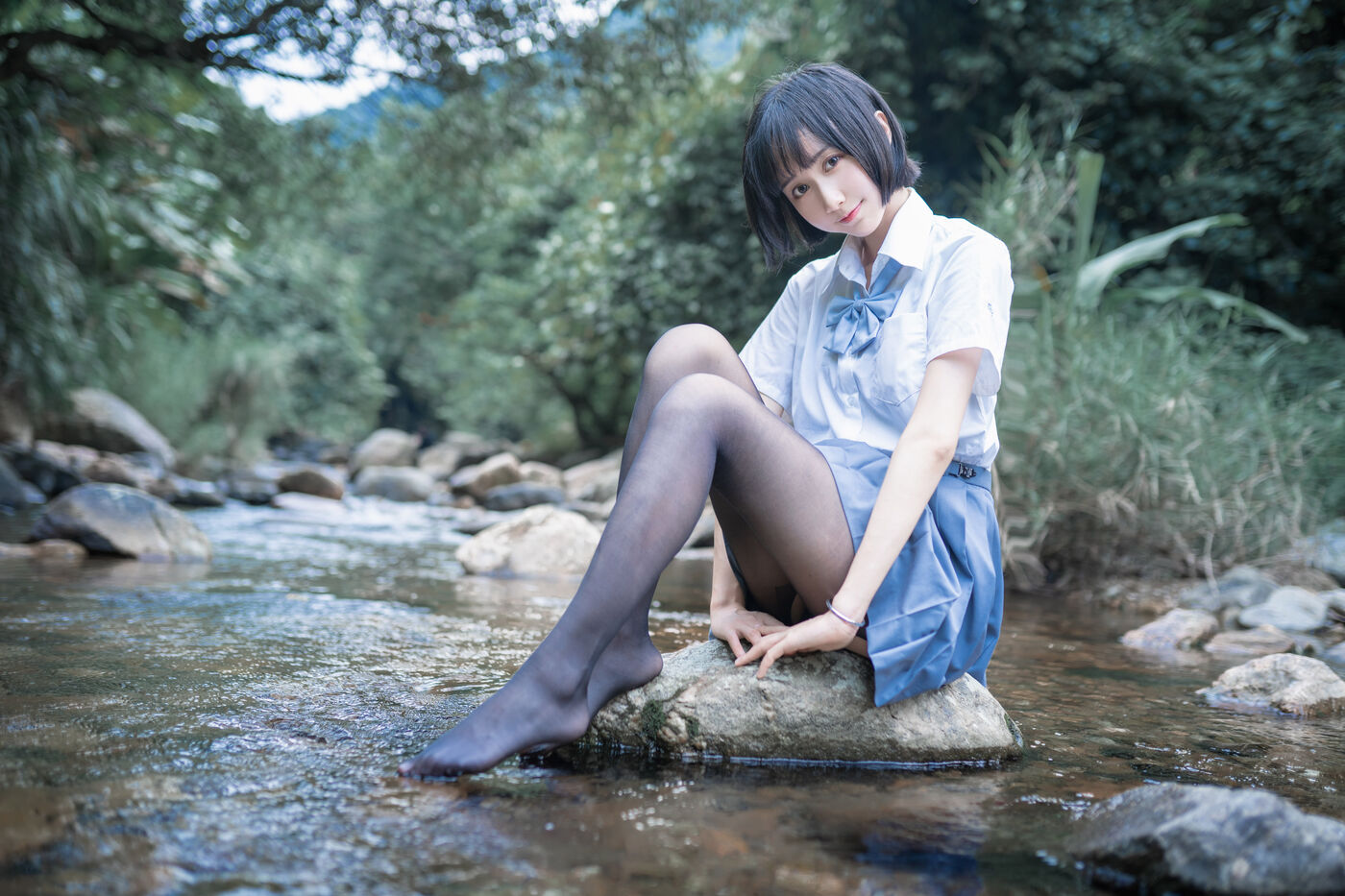 木绵绵OwO  水色溪边制服 [51P]插图6