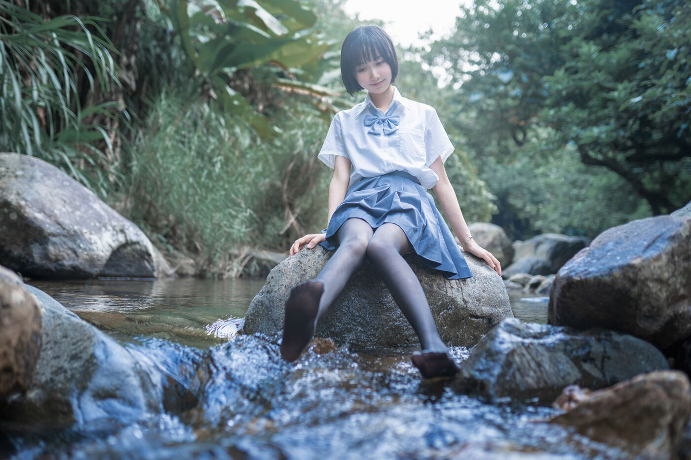 木绵绵OwO  水色溪边制服 [51P]插图2