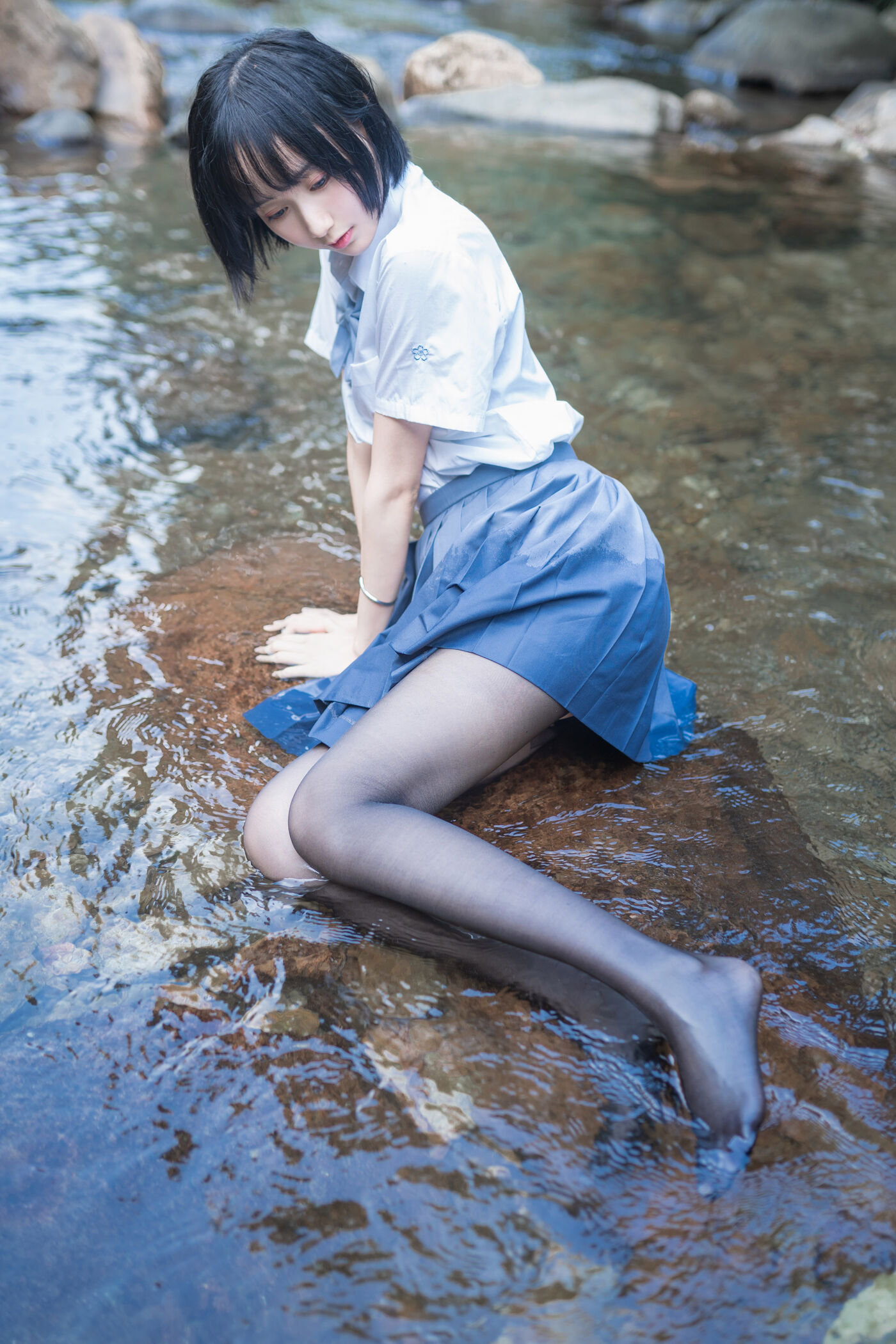 木绵绵OwO  水色溪边制服 [51P]插图4