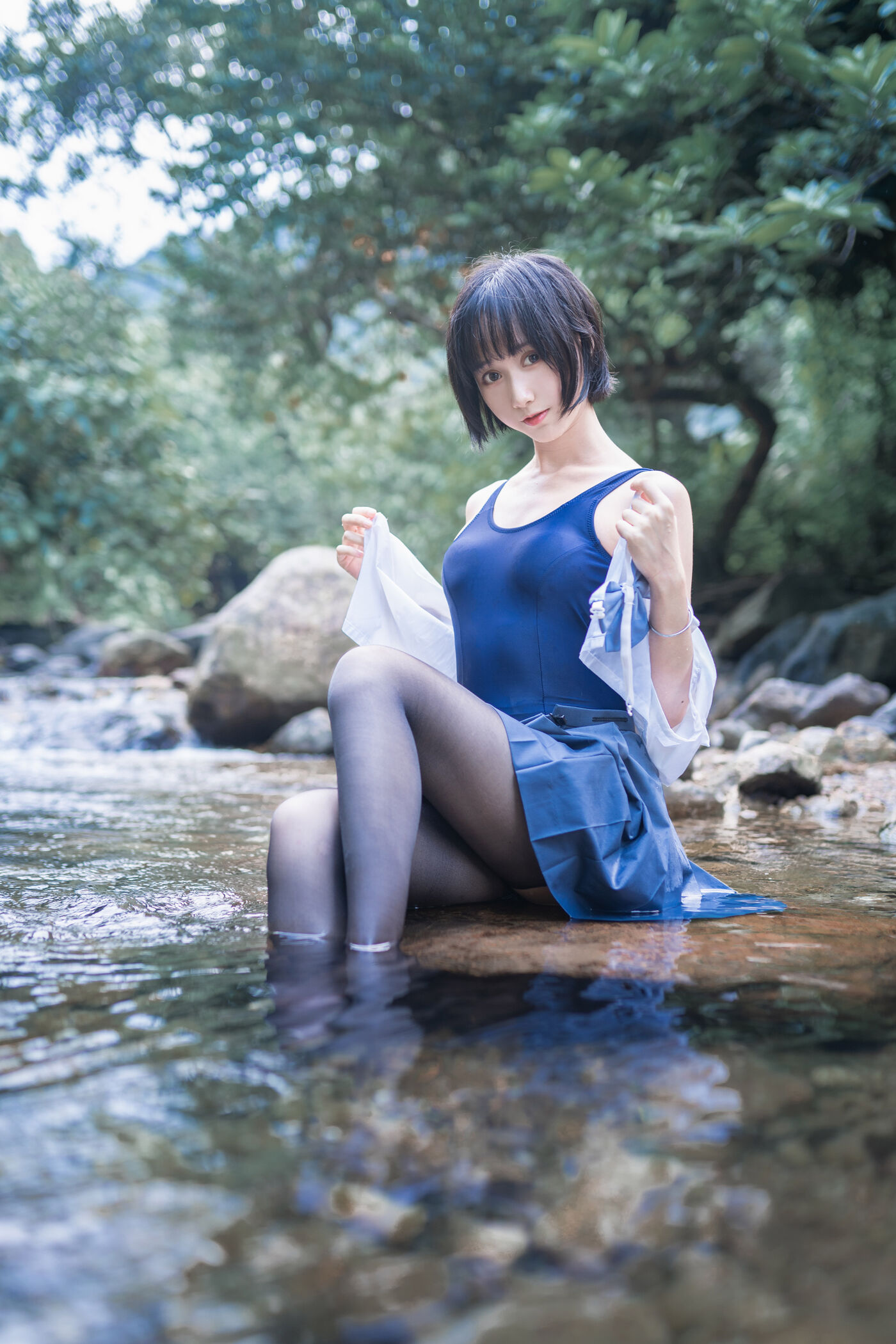 木绵绵OwO  水色溪边制服 [51P]插图5