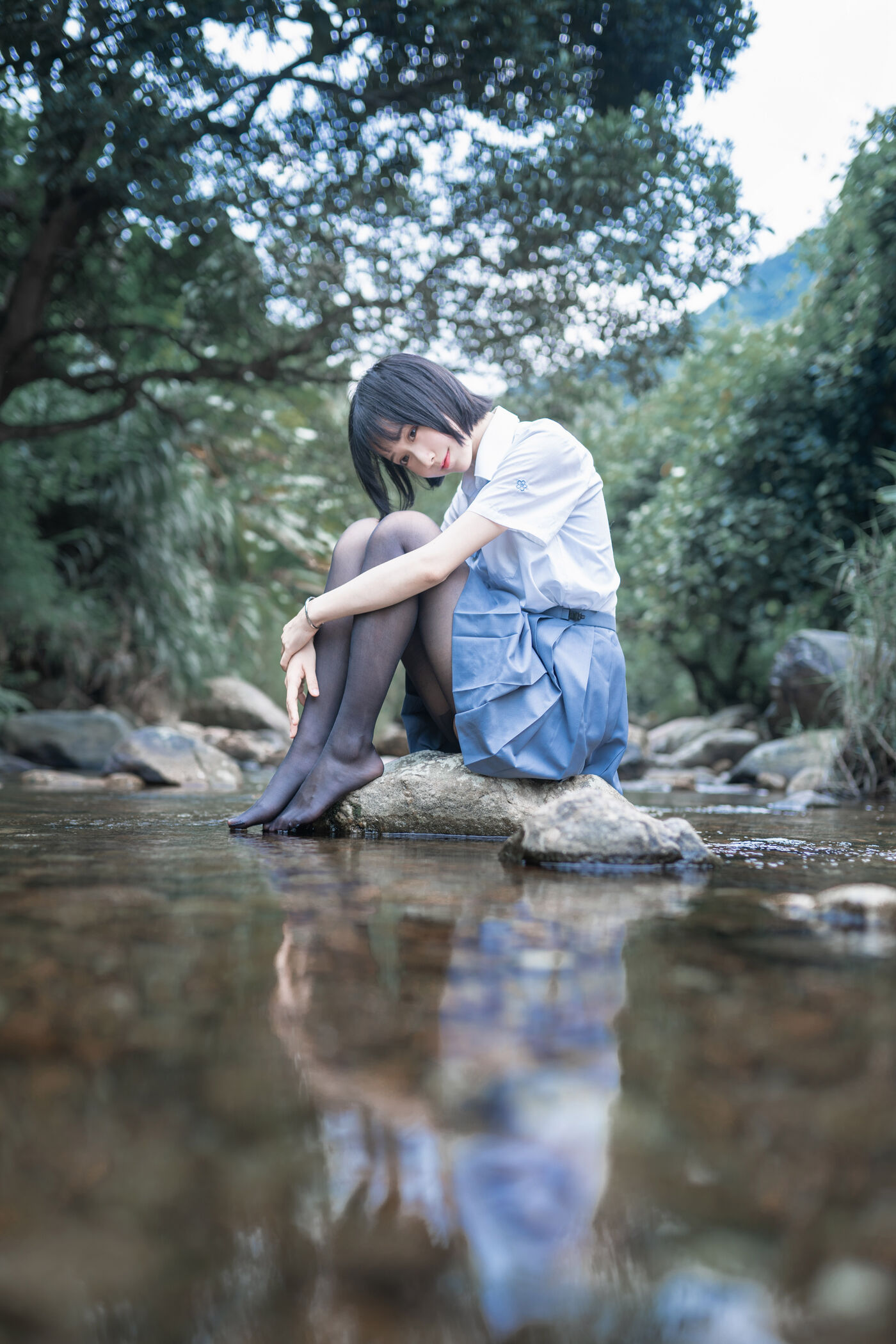 木绵绵OwO  水色溪边制服 [51P]插图6