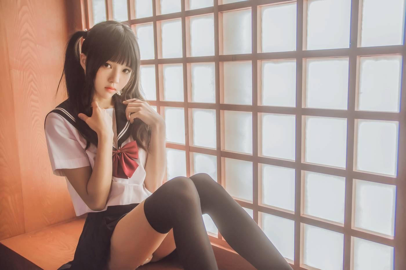 桜桃喵 – NO.50 未熟1 小背心换水手服 [144P]插图4