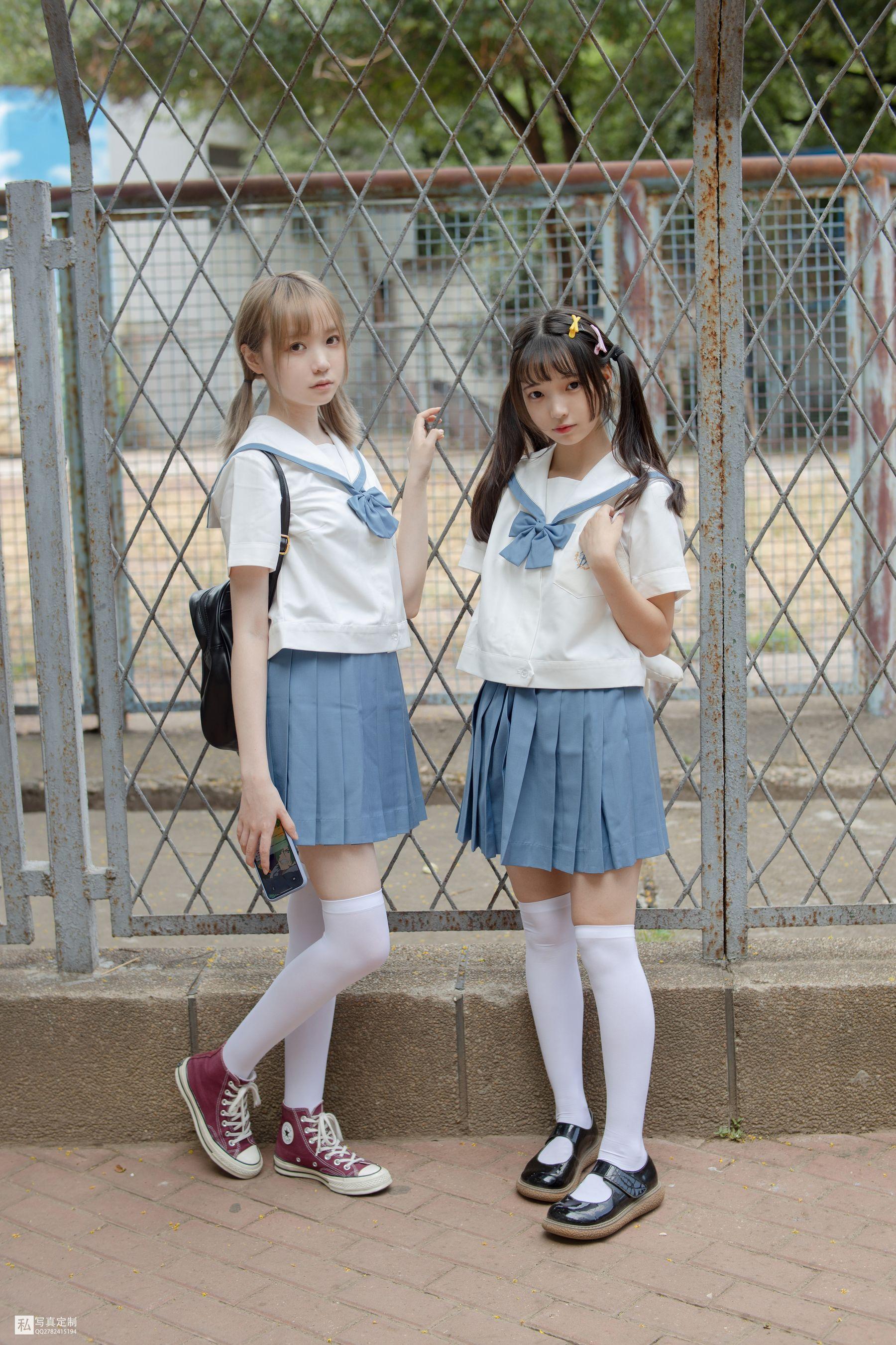 [森萝财团] JKFUN-025 默陌&Aika 80D白丝过膝袜两女一ZOO [93P]插图1
