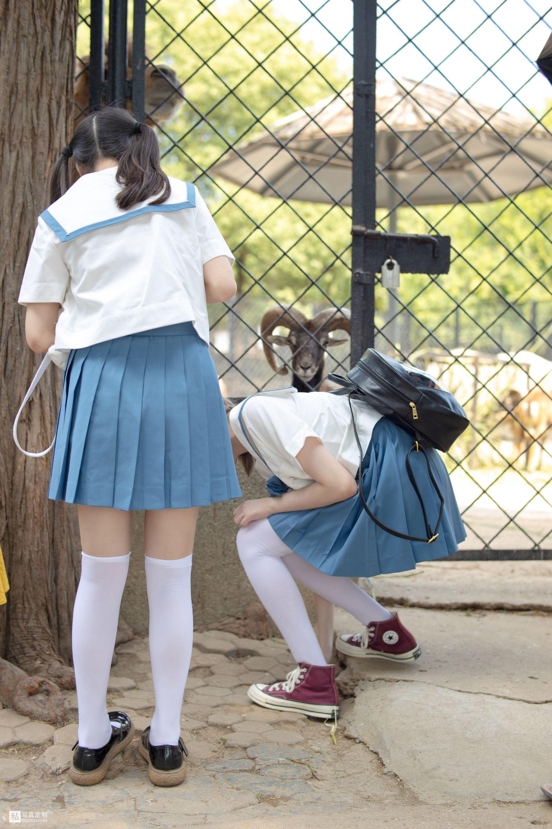 [森萝财团] JKFUN-025 默陌&Aika 80D白丝过膝袜两女一ZOO [93P]插图8