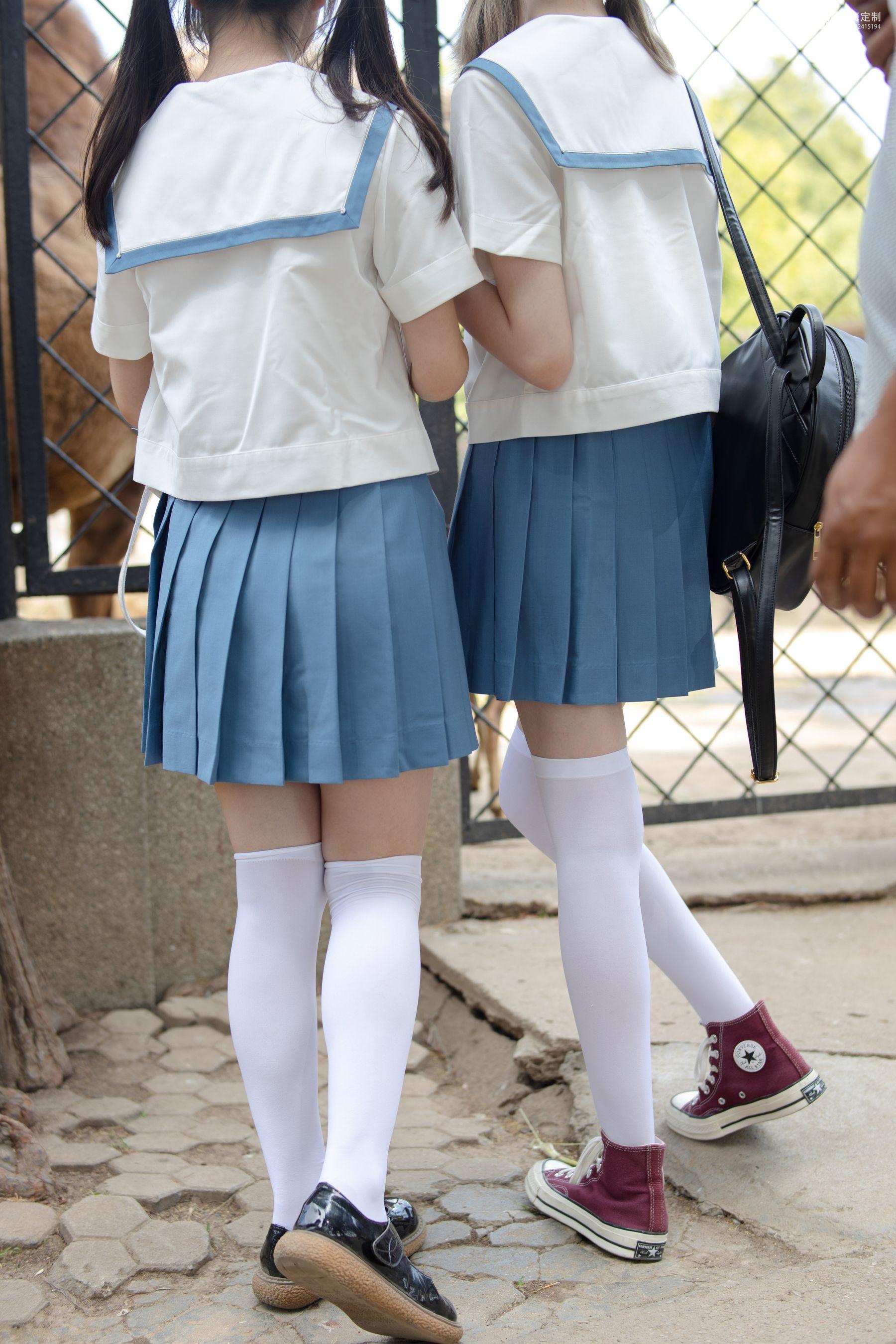 [森萝财团] JKFUN-025 默陌&Aika 80D白丝过膝袜两女一ZOO [93P]插图3