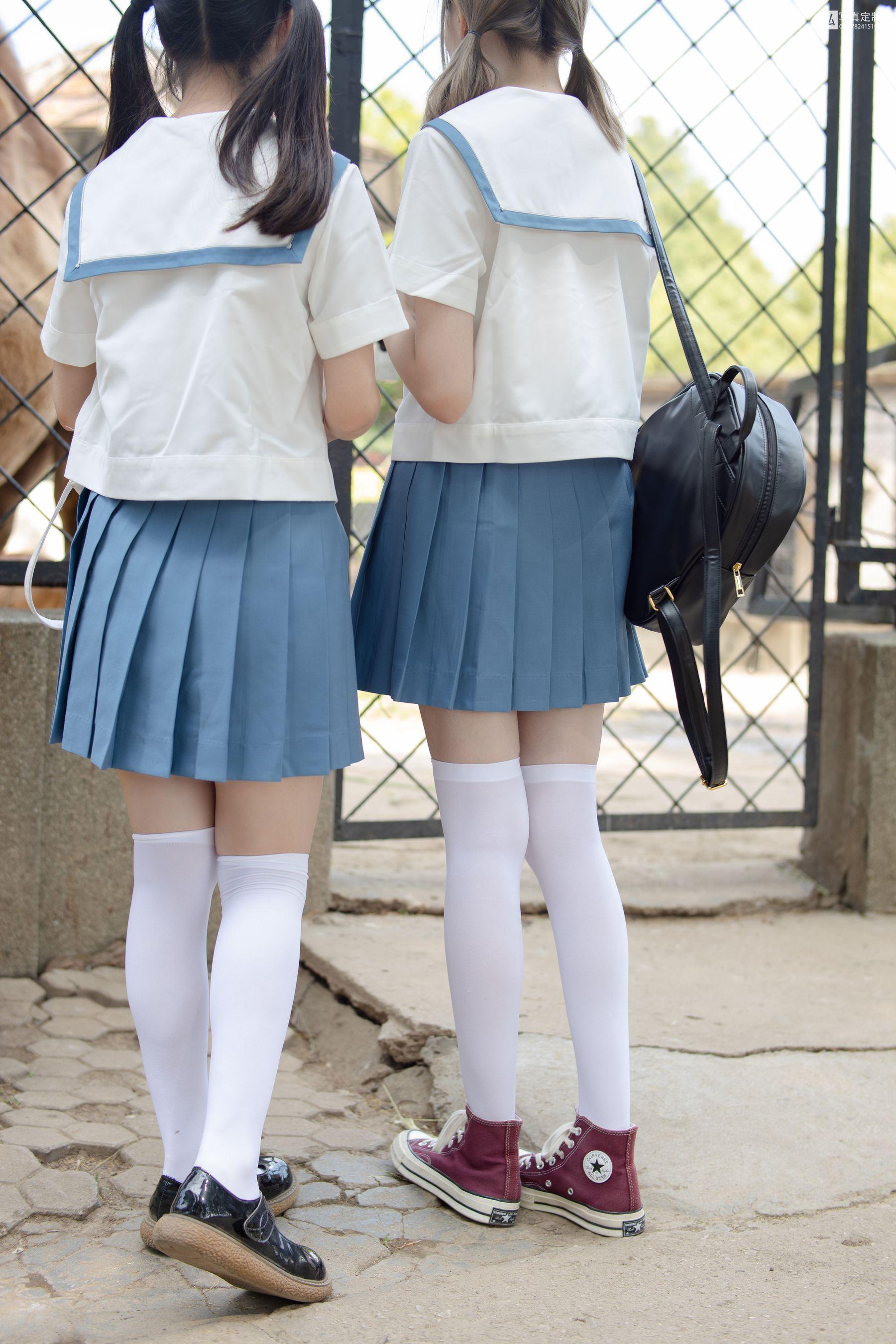 [森萝财团] JKFUN-025 默陌&Aika 80D白丝过膝袜两女一ZOO [93P]插图4