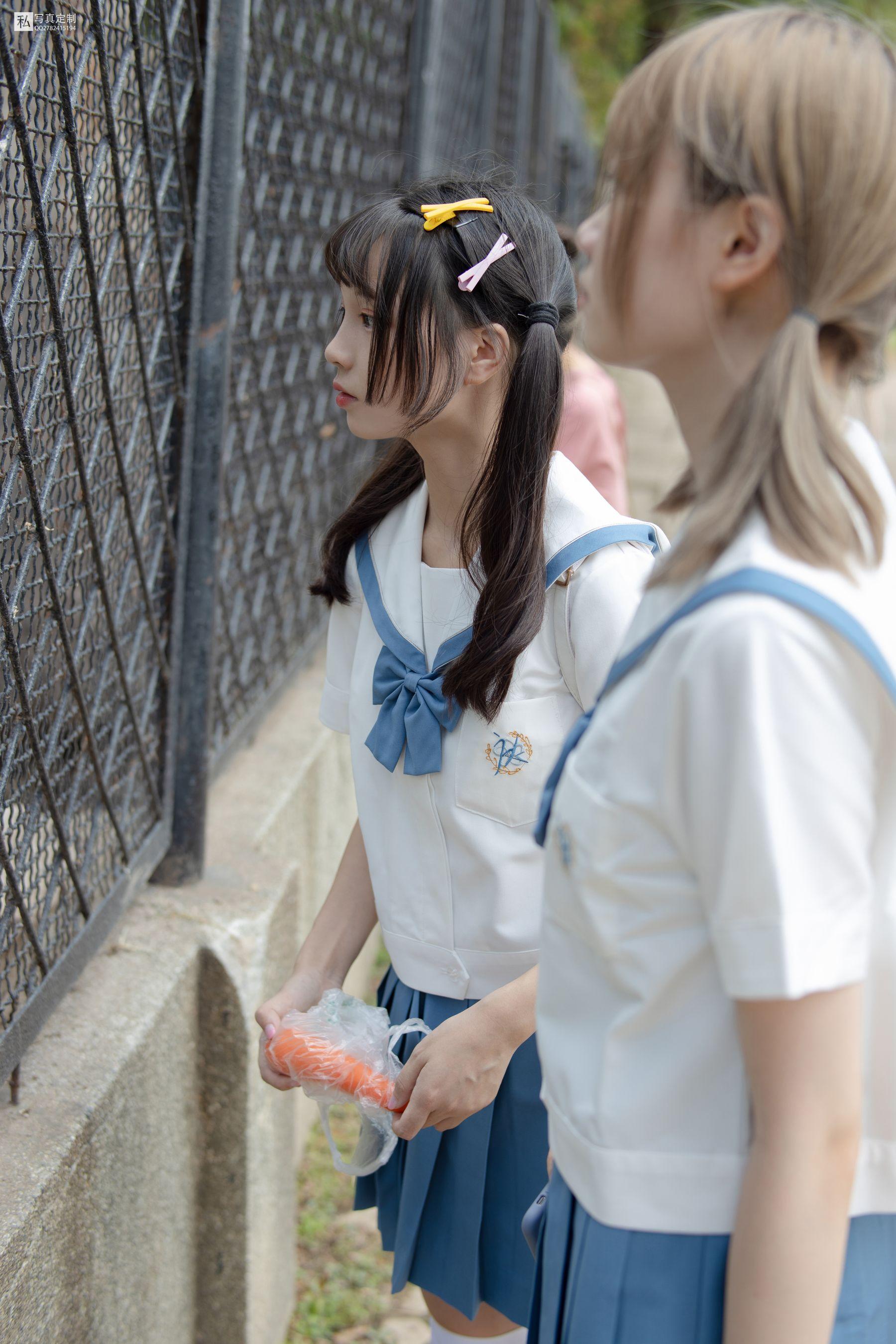 [森萝财团] JKFUN-025 默陌&Aika 80D白丝过膝袜两女一ZOO [93P]插图5