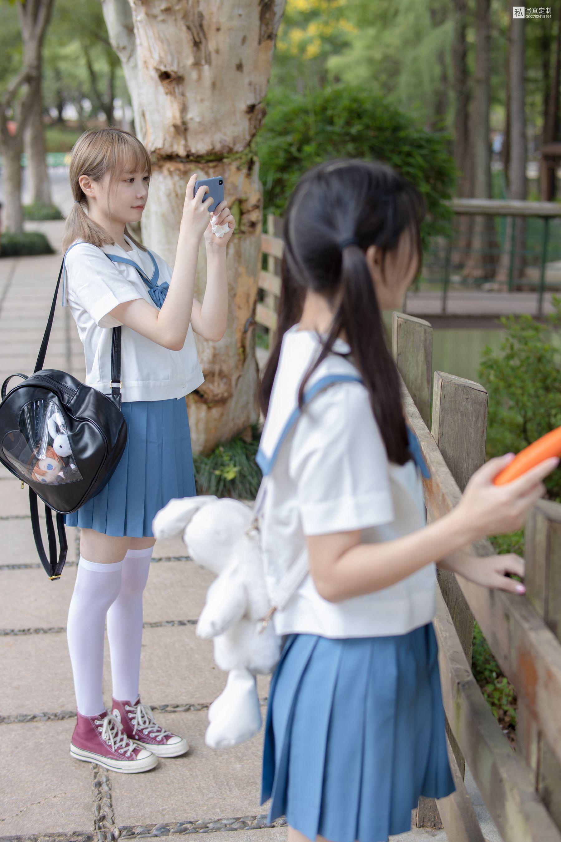[森萝财团] JKFUN-025 默陌&Aika 80D白丝过膝袜两女一ZOO [93P]插图8