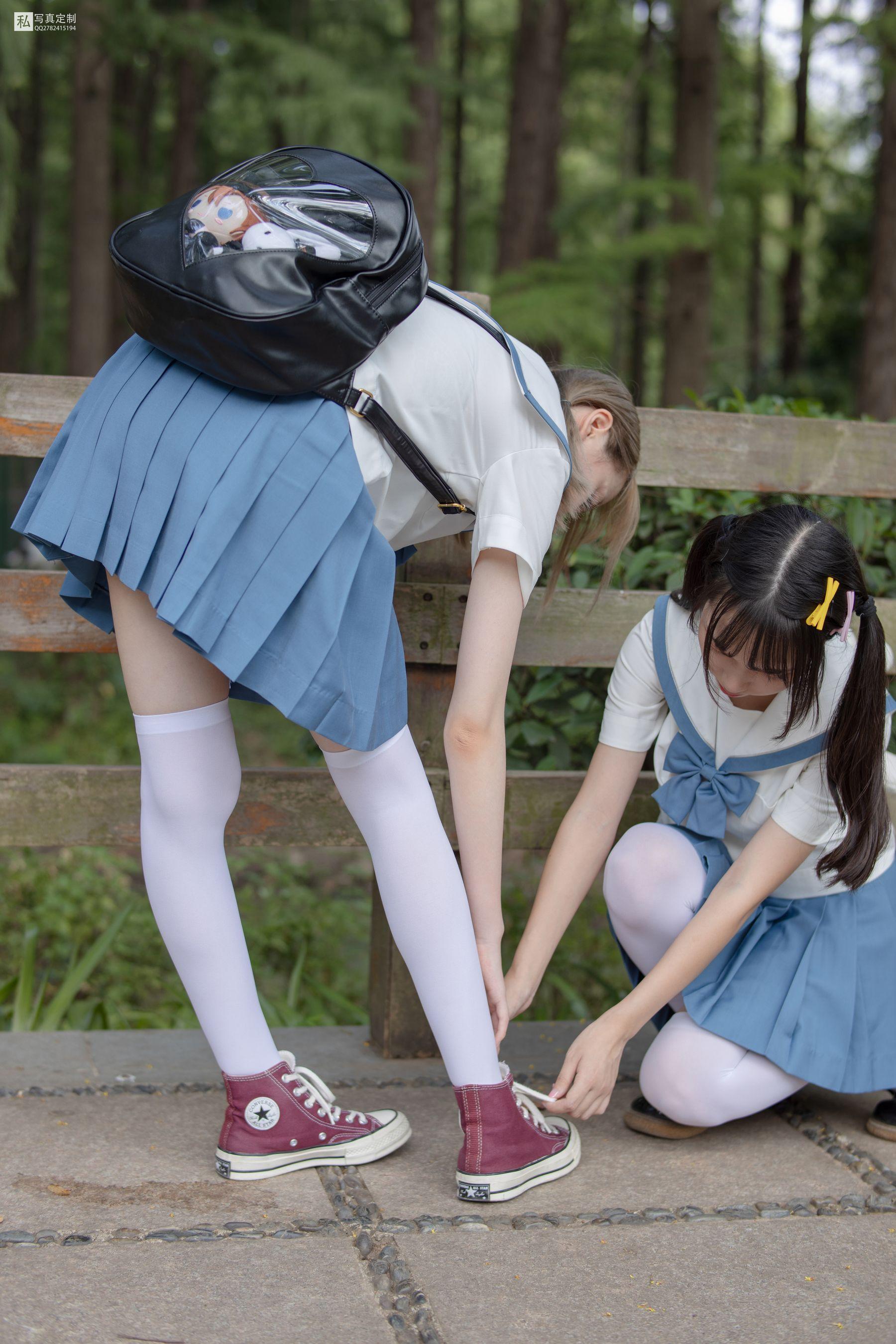 [森萝财团] JKFUN-025 默陌&Aika 80D白丝过膝袜两女一ZOO [93P]插图