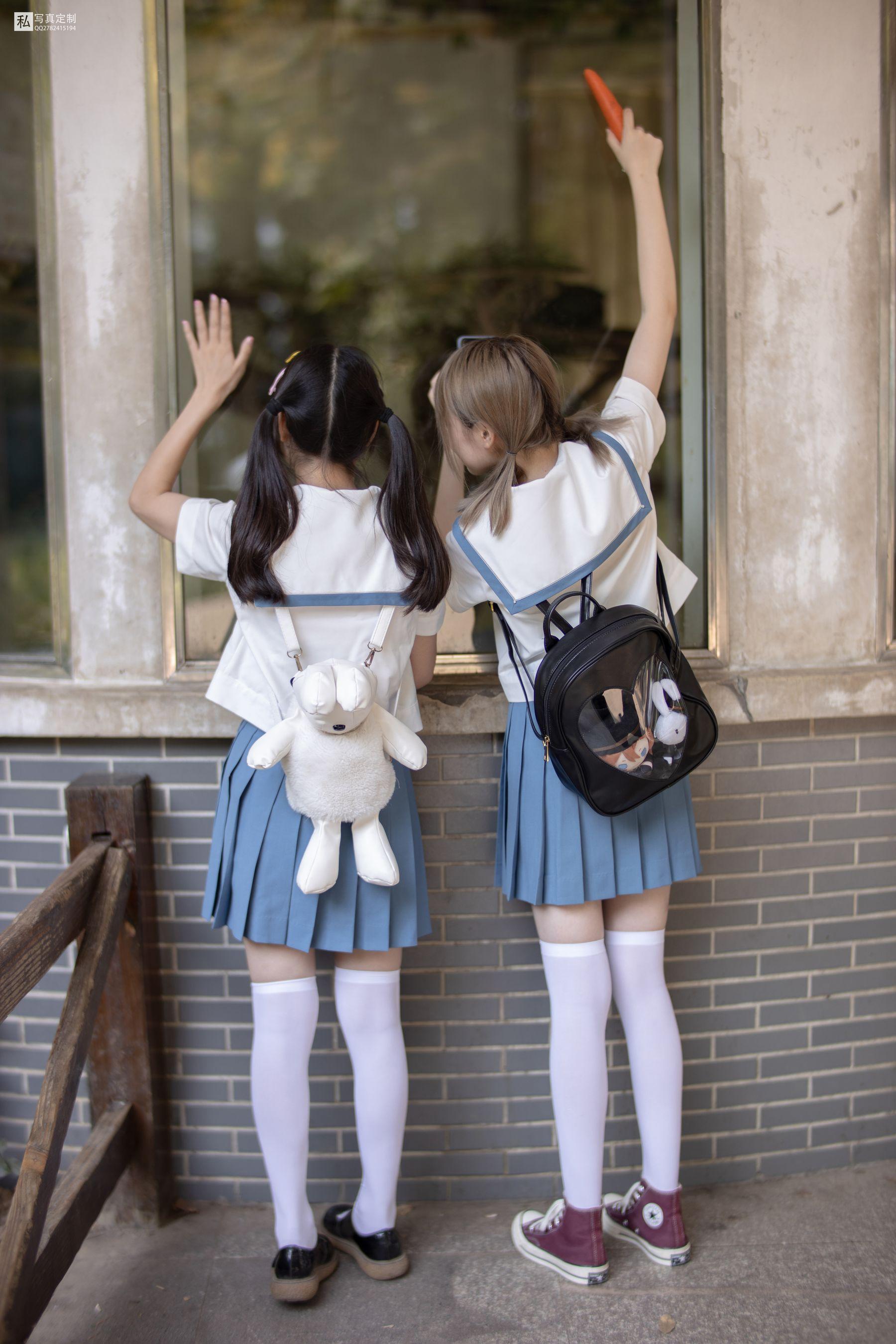 [森萝财团] JKFUN-025 默陌&Aika 80D白丝过膝袜两女一ZOO [93P]插图9