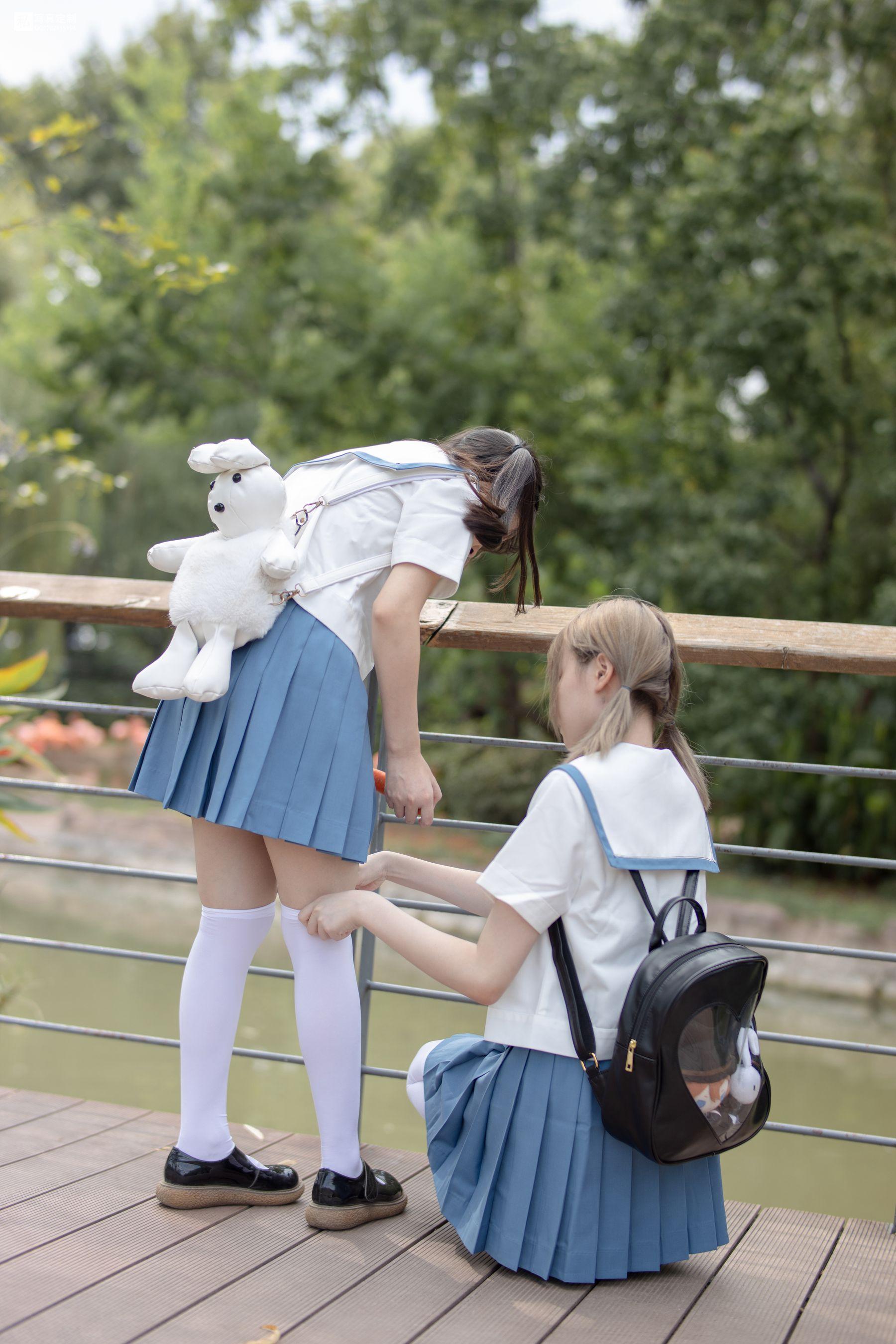 [森萝财团] JKFUN-025 默陌&Aika 80D白丝过膝袜两女一ZOO [93P]插图3