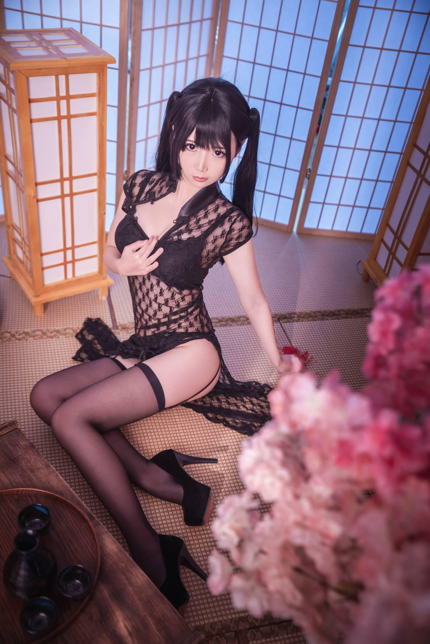 面饼仙儿 – NO.18 黑丝情趣旗袍 [21P]插图6
